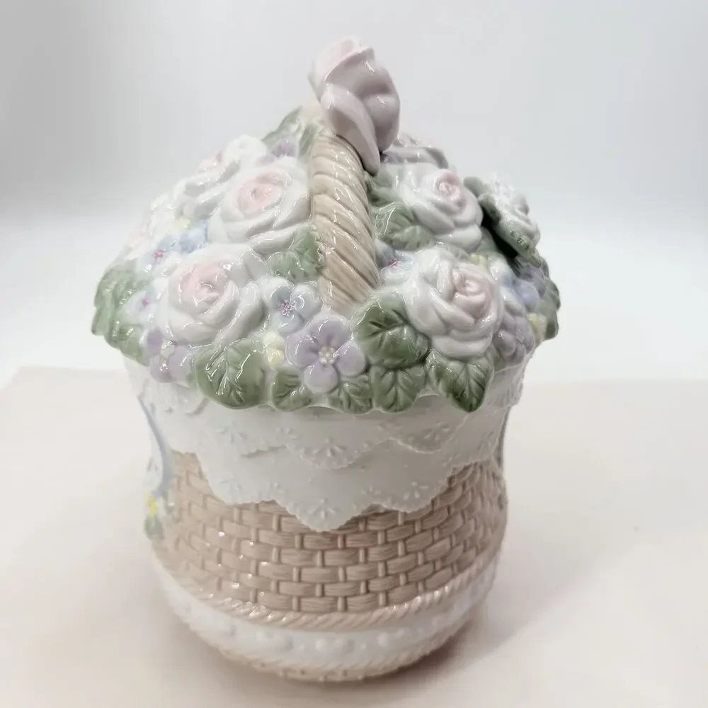 Precious Moments 170011 Flower Basket Cookie Jar 1995 The Kitchen Is The Heart